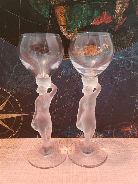 Bayel Bacchante Frosted Nude Stem Glasses French Crystal Nude Etsy