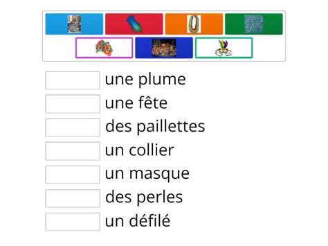 Vocabulaire Mardi Gras Match Up