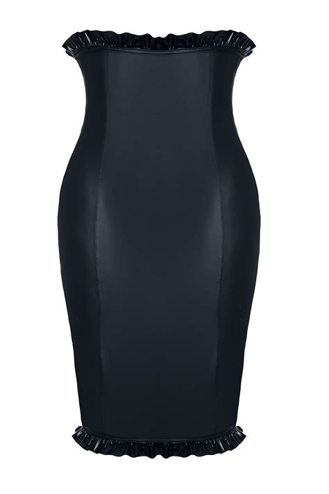 Wetlook Rock mit Lackapplicationen Röcke Club Hot Fashion Odretto Highheels