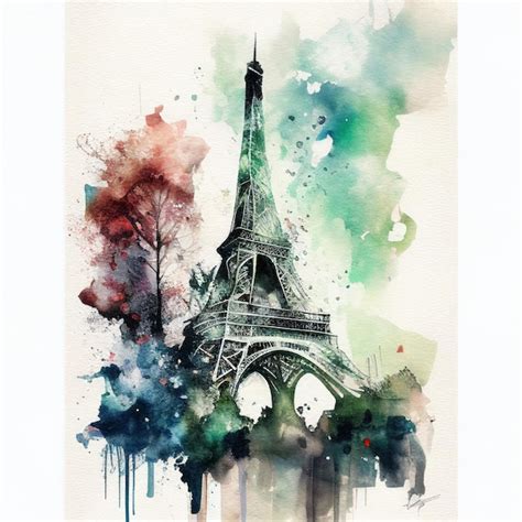 Premium AI Image Eiffel Tower In Watercolor Style By Generative AI