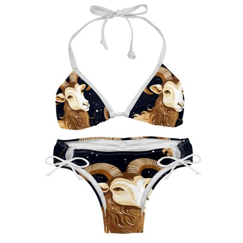 Aries Constellation Adjustable Strap Bikini Set With Detachable Sponge