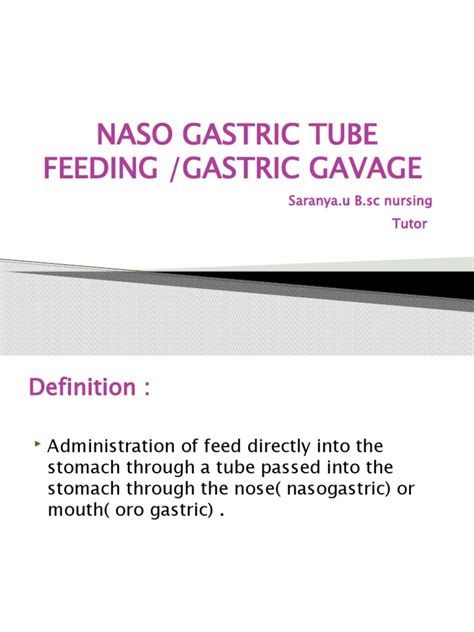 Naso Gastric Tube Feeding | PDF | Medical Specialties | Clinical Medicine