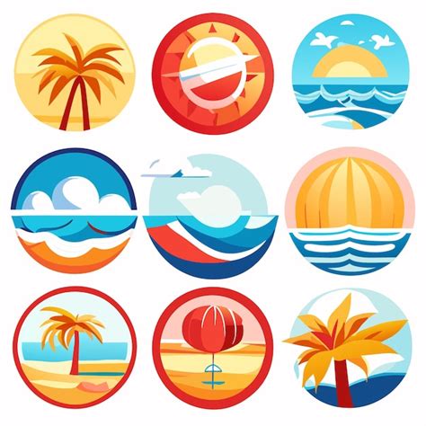 Premium Vector Sticker Set Summer Beach Vector