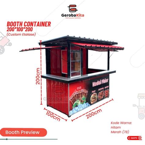 Jual Booth Kontainer Ukuran 200x100x200cm Custom Full Branding Depan