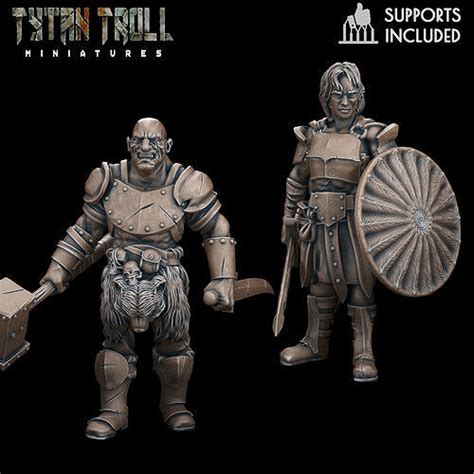 Dnd Heroes Goliath Fighters Pre Supported D Model D Printable