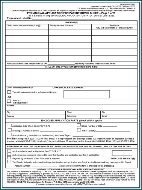 Provisional Patent Application Template Word Template Resume