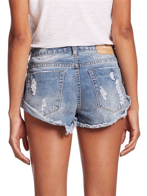 Lyst One Teaspoon Bandits Distressed Cut Off Denim Shorts In Blue