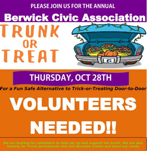 Trunk Or Treat Berwick Civic Association