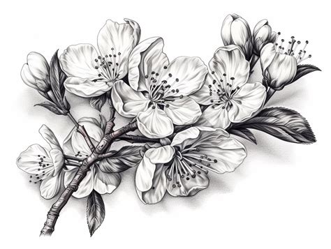 Cherry Blossom Tattoo Design On White Paper, Tattoo Drawing, Cherry ...