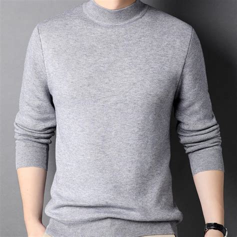 Casual Men Tops Winter Solid Color Turtle Neck Long Sleeve Knitted Slim Sweater Mens Knitted