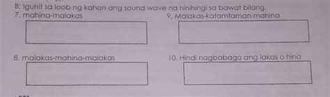 B Iguhit Sa Loob Ng Kahon Ang Sound Wave Na Hinihingi Sa Bawat Bilang