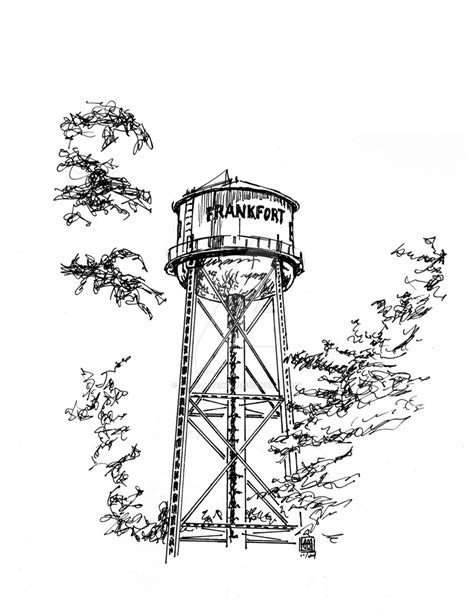 Water Tower Drawing at PaintingValley.com | Explore collection of Water ...