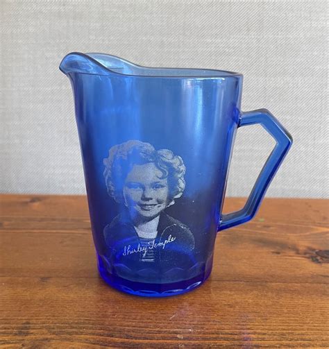 Vintage Shirley Temple Cobalt Blue Glass Small Pitcher Etsy