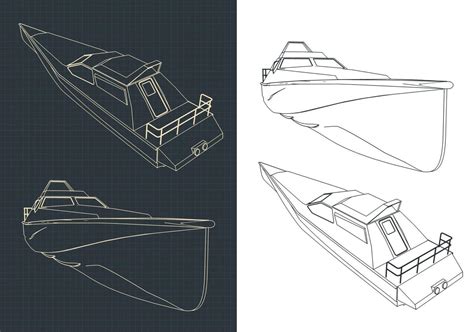 High speed boat blueprints 44595431 Vector Art at Vecteezy