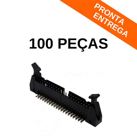 Kit 100 peças Conector IDC Macho 64 Vias 90º Trava Conector Achei