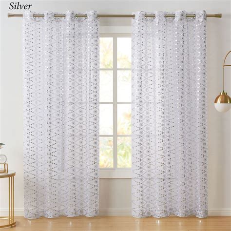 Astrid Sequined Sheer Lace Grommet Curtains