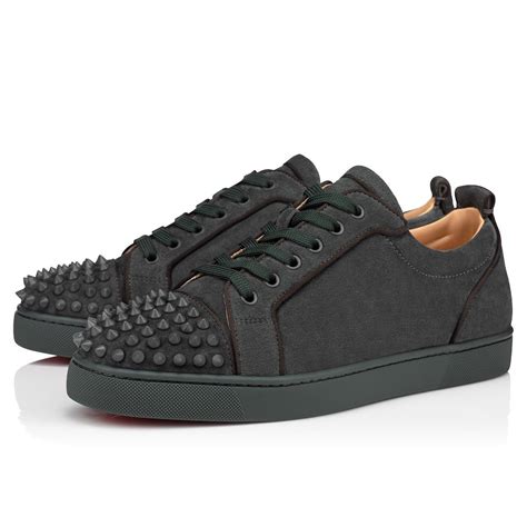 Christian Louboutin Suede Louis Junior Spikes Orlato In Grey Gray For