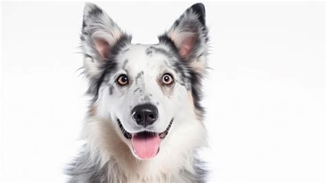 Perro Sonriente Feliz Aislado En Un Retrato De Fondo Blanco Foto Premium