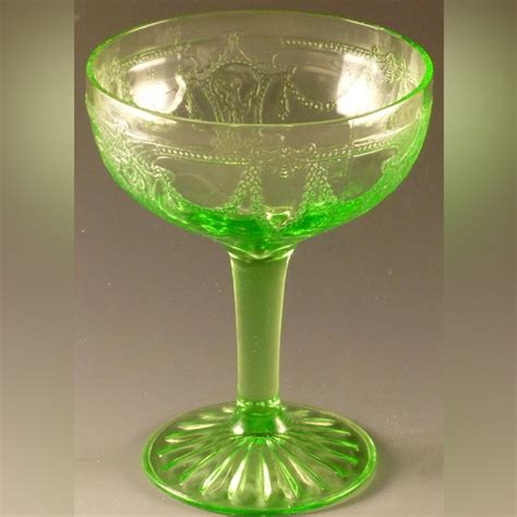 Anchor Hocking Dining Green Cameo Ballerina Depression Glass Tall Sherbet Set Of 2 Poshmark