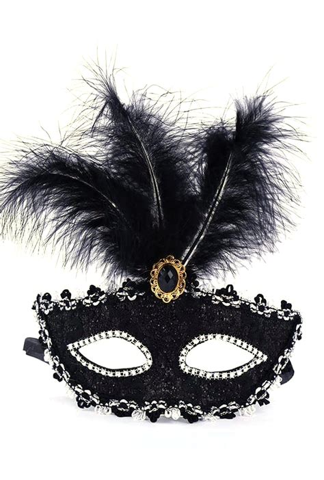 Lace Silver And Black Feather Mask Perth Hurly Burly