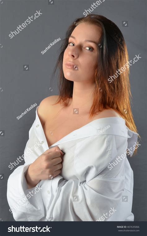 Beautiful Woman Portrait Nude Shoulders Female Stock Photo