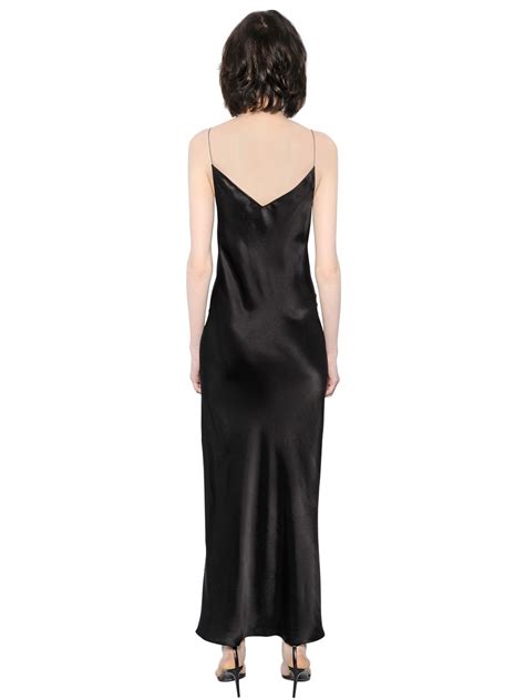 Lyst Saint Laurent Silk Satin Slip Maxi Dress In Black