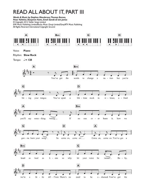 Read All About It Part Iii Sheet Music By Emeli Sand Keyboard