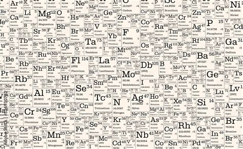 Table of chemical elements. Vector illustration of the characteristics ...