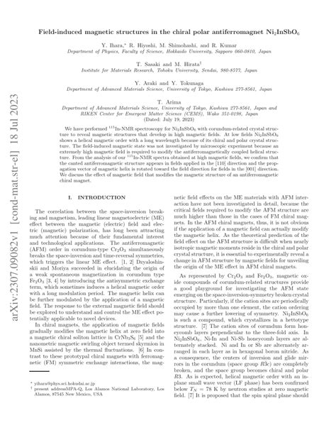 PDF Field Induced Magnetic Structures In The Chiral Polar