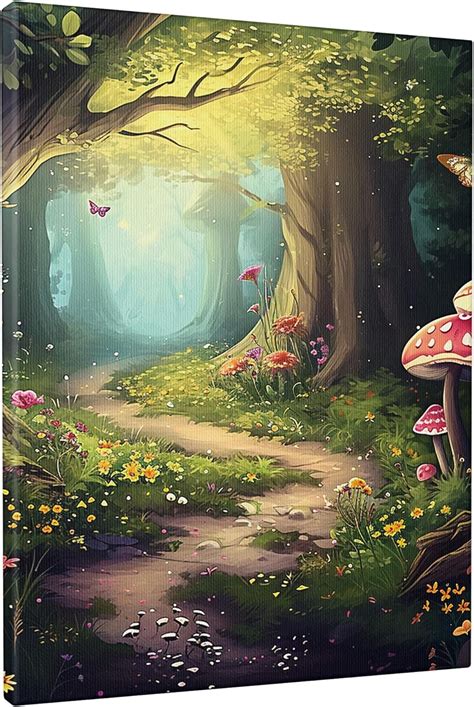 Amazon.com: mushroom forest unframed canvas wall art fantasy aesthetic ...