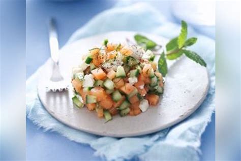 Tartare De Melon Jaune Feta Concombre Et Menthe