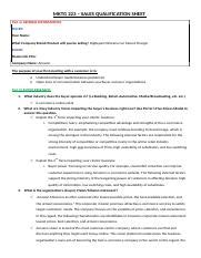 MKTG 223 Blank Qualification Sheet1 Docx MKTG 223 SALES