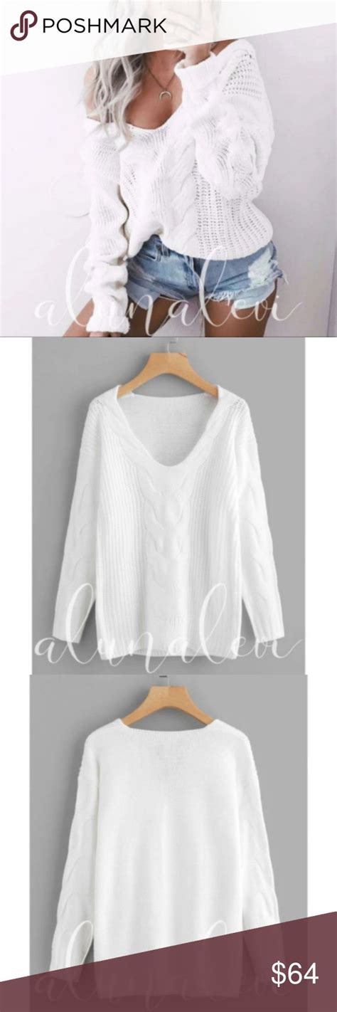 💖 Hp 💖 White V Neck Long Sleeve Knit Sweater Beautiful White Knit