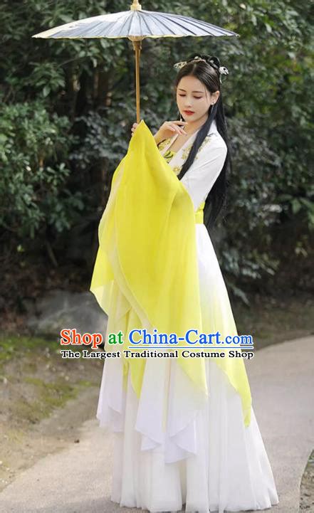 Blue Hanfu Wide Sleeve Fairy Dress China Tang Dynasty Princess Clothing Ancient Goddess Costume