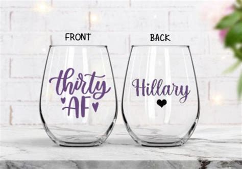 Thirty Af Wine Glass 30th Birthday T T For Her 30th Etsy