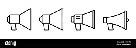 Outline Megaphone Icons Set Speaker Symbol Loudspeaker In Line