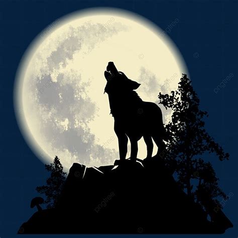 A Wolf Standing On Top Of A Hill With The Moon In The Background