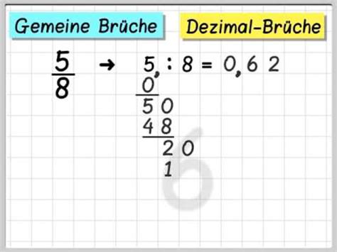Brüche umwandeln Dezimalbrüche YouTube
