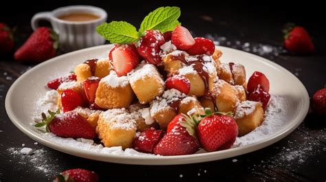 Premium AI Image | Kaiserschmarren with Cottage Cheese and Strawberry Sauce