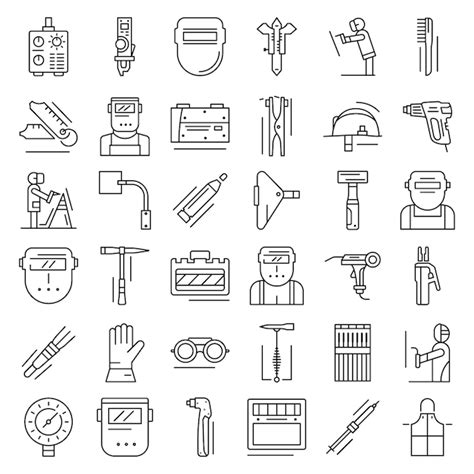 Premium Vector Welder Icon Set Outline Set Of Welder Vector Icons