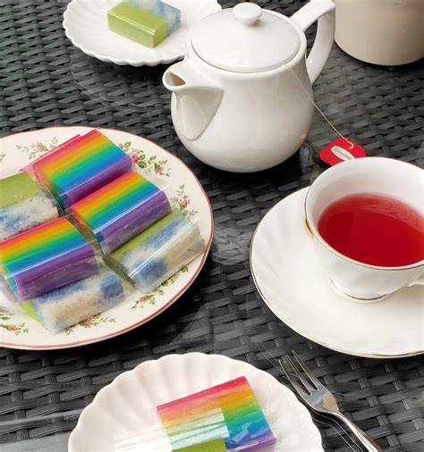 Rainbow Lapis Sagu Kuih Lapis Nyonya Kueh Vegan Cakes Vegetarian