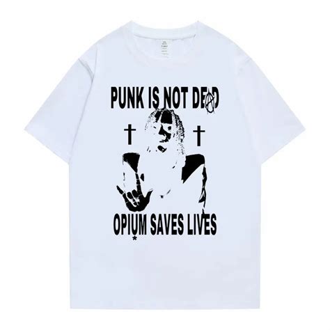 Hip Hop Playboy Katie Punk Is Not Ded Opium Saves Life Printed T Shirt