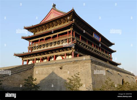 The Famous Chinese Ancient Building Of Drum Tower At The City Center Of