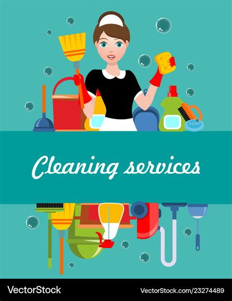 Flat Cleaning Service Poster Royalty Free Vector Image