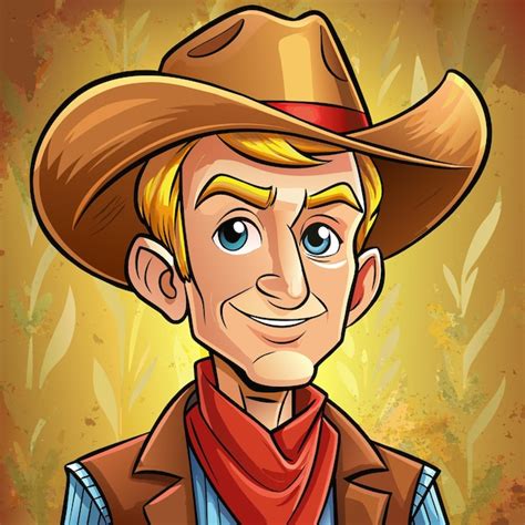 Um Desenho Animado De Um Cowboy Um Chap U De Cowboy E Um Chap U