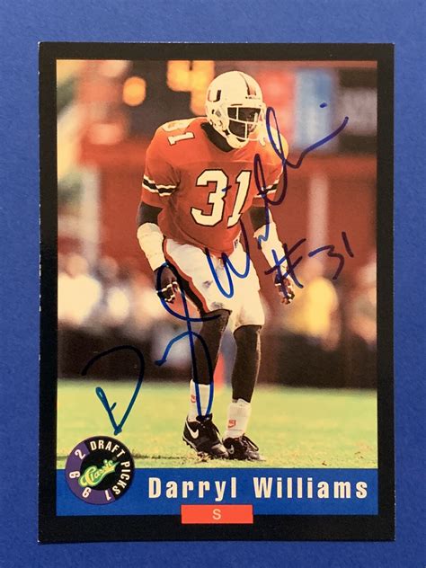 DARRYL WILLIAMS Signed RC 1992 Classic Miami Hurricanes Bengals
