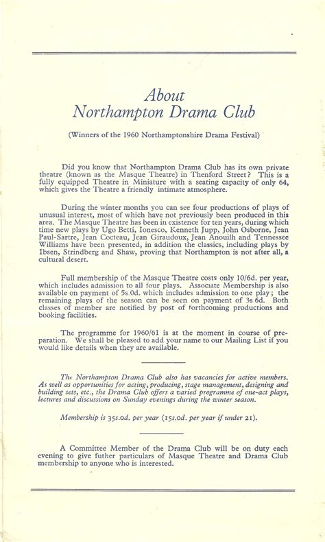 Northampton Drama Club (Masque Theatre): Romeo and Juliet (1960)