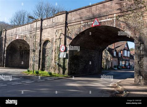 Railway bridge in Rowlands Castle village, Hampshire, England, UK Stock ...