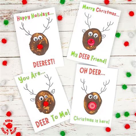 Funny Pun Reindeer Christmas Cards (Potato Printing Activity) - Kids ...