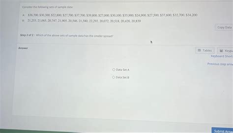 Solved Consider The Following Sets Of Sample Data A Chegg